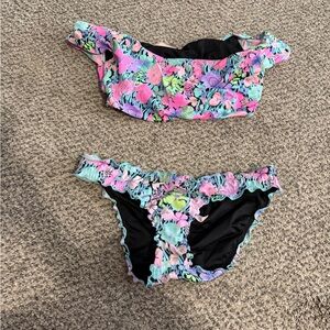 Victoria's Secret Floral Swim Set - Pink and Blue